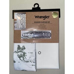 Wrangler Cowboy Rodeo Green Shower Curtain Set 72x72